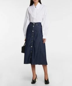 7 For All Mankind Denim Midi Skirt
